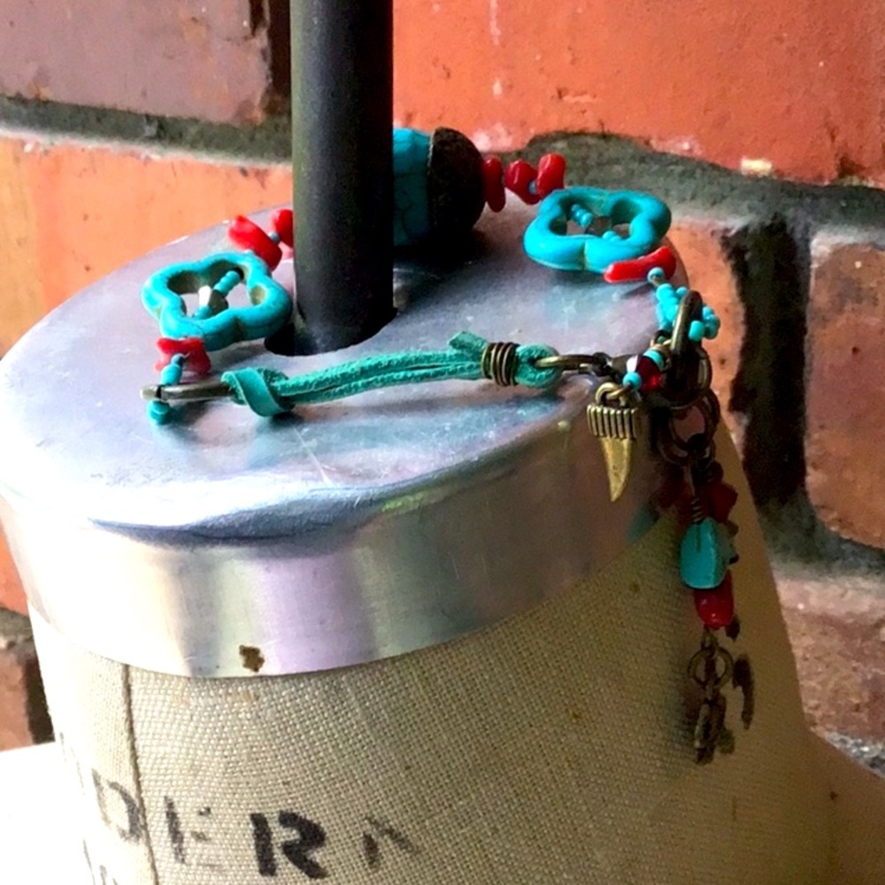 Handmade Red and Aqua Elephant Statement Necklace - Picture 14 of 15